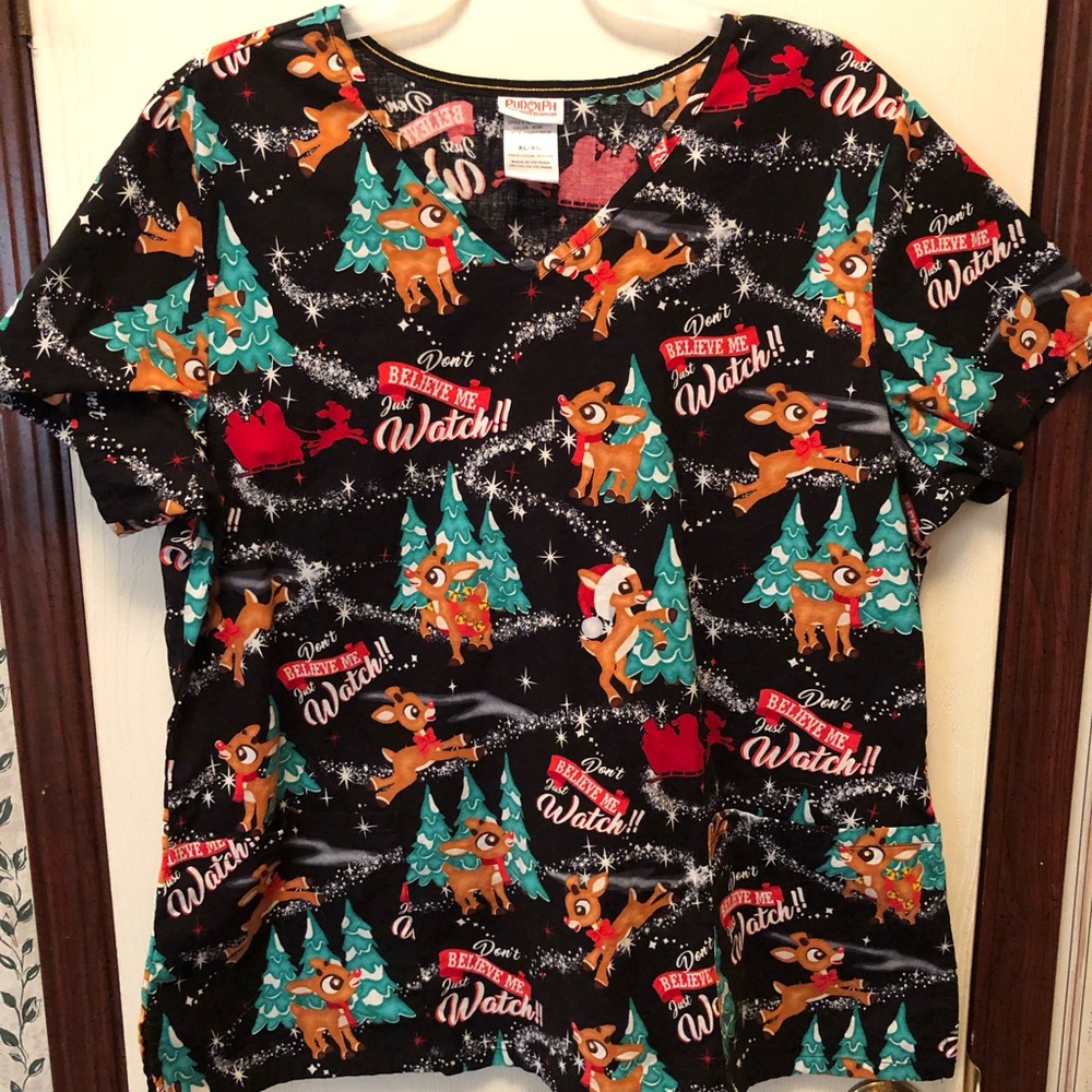 Christmas scrub top